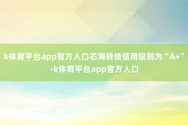 k体育平台app官方人口芯海转债信用级别为“A+”-k体育平台app官方人口