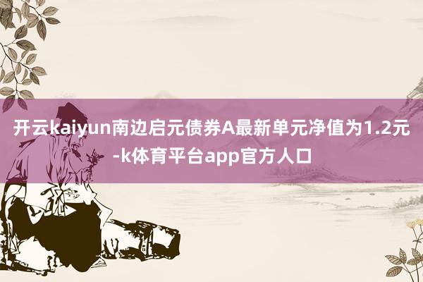 开云kaiyun南边启元债券A最新单元净值为1.2元-k体育平台app官方人口